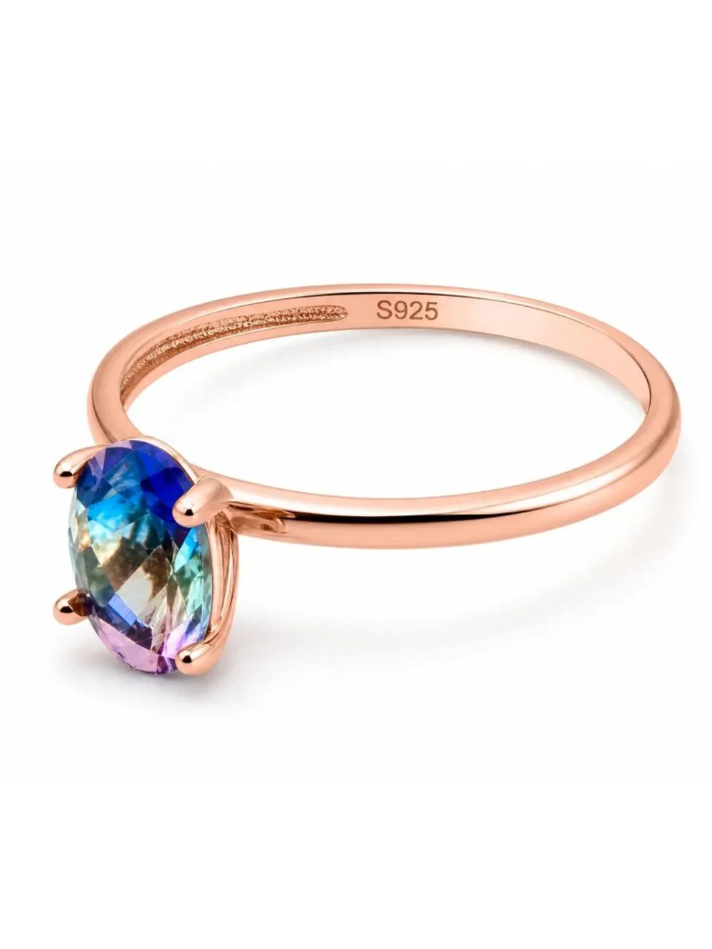 Created 1.05 Cts Tourmaline Ring 14k Rose Gold Plated (.925)